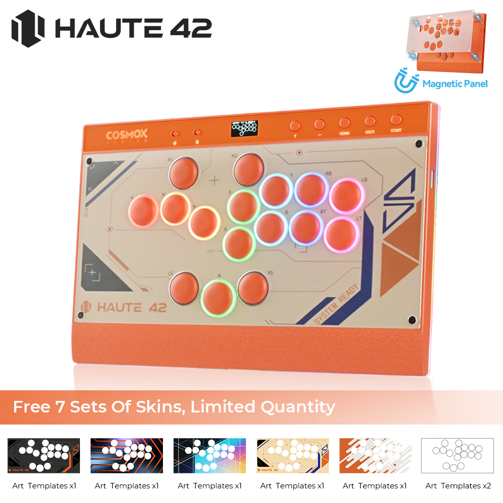 Arcade Stick For Ps5 Pc Switch - Haute42 Nieuwe C16 Oranje Magnetische Stickless