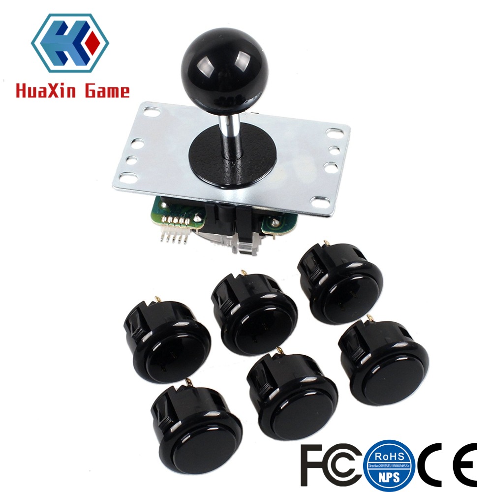 Arcade Joystick Sanwa Jlf Ball Top - Sanwa-JLF-TP-8YT zwarte kogelhandgreep, OBSF-30 drukknoppen, Arcade-joystickonderdeel,