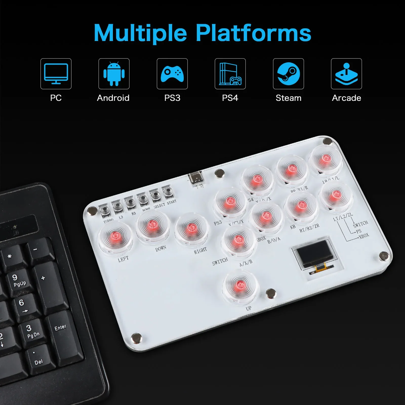 12 toetsen All-Button Arcade F - Arcade Fight Stick Hitbox Leverless recensie en prijs