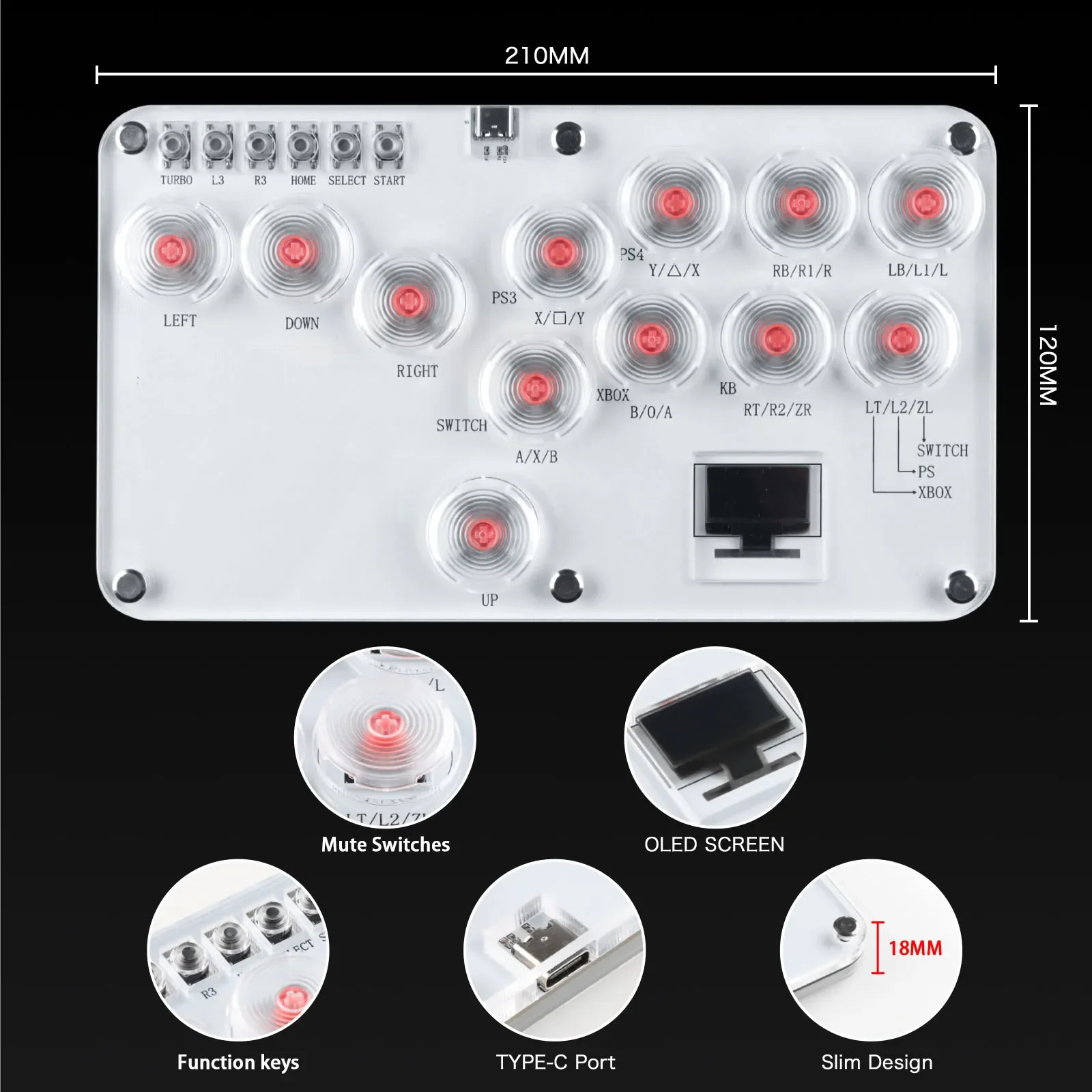 12 toetsen All-Button Arcade F - Arcade Fight Stick Hitbox Leverless recensie en prijs